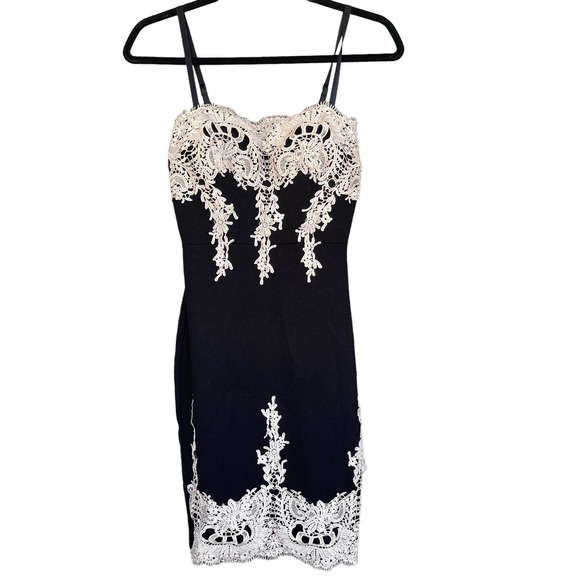 Haute Monde Dress Womens Small Black Dripping Lace Crochet Detail - Picture 1 of 12